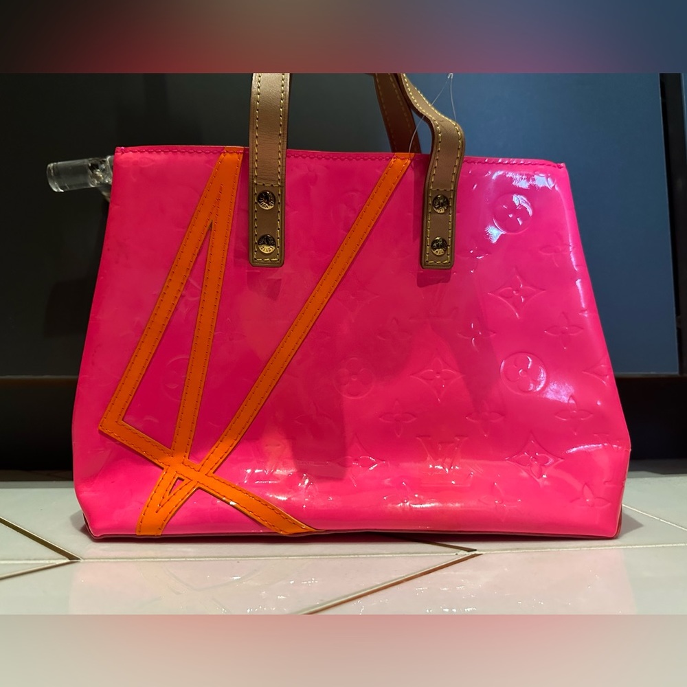 Vintage Pink and orange Vernis Louis Vuitton handbag x Robert Wilson. Authentic - Picture 3 of 11